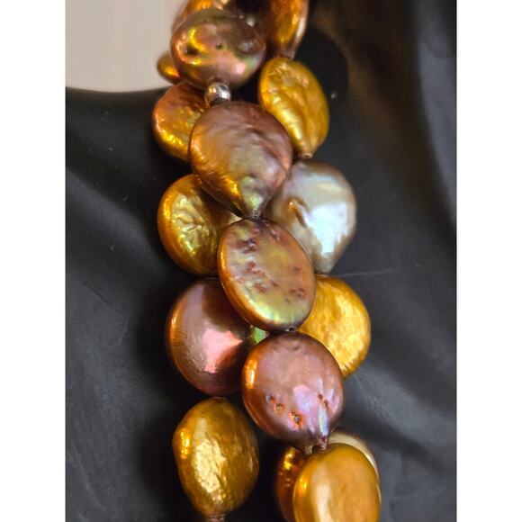 SILPADA 3 Strand Bronze Freshwater Pearl & Sterling Silver Necklace 16" Retired - Picture 9 of 10